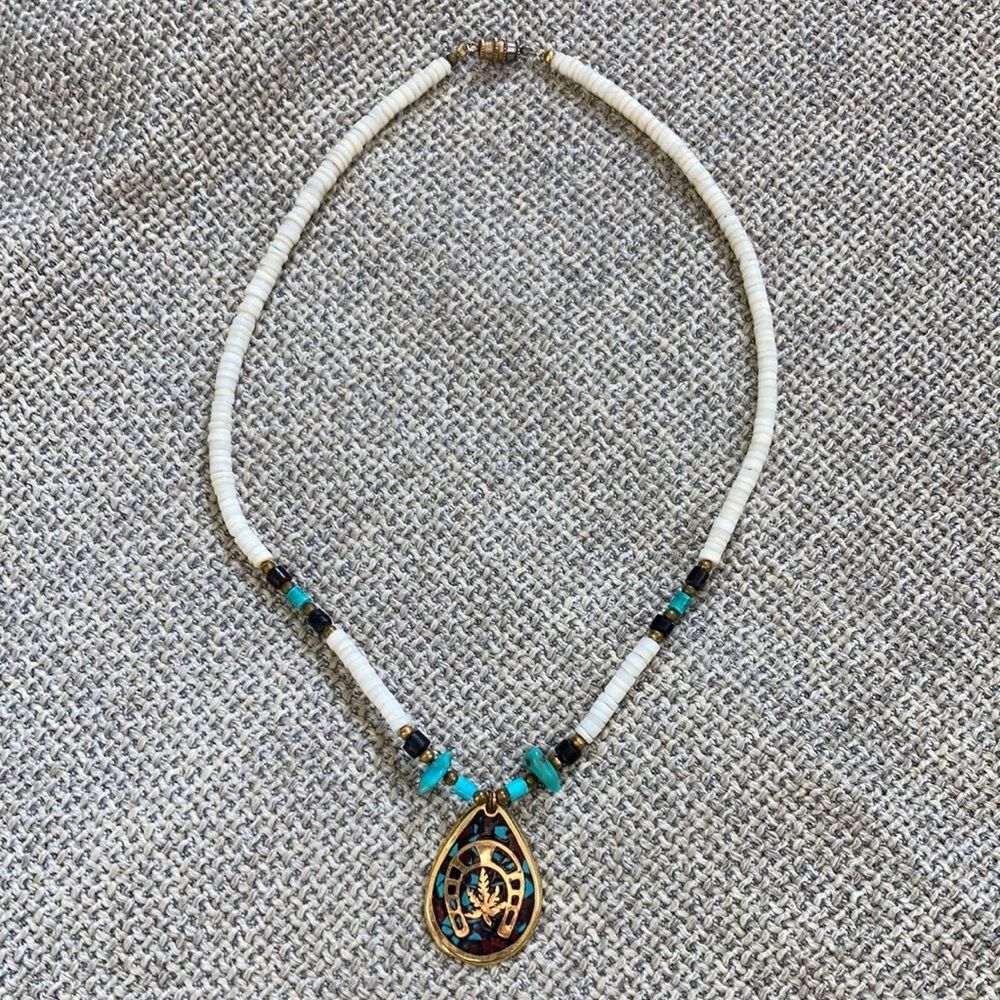 Vintage beads and pendant necklace
